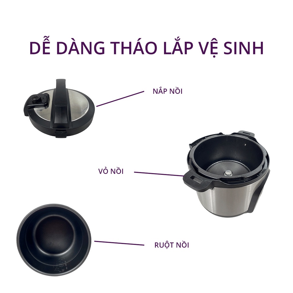 Nồi Áp Suất Điện Tử Đa Năng GUME Dung Tích 6L 11 Chức Năng Nấu - Hàng Nội Địa Chính Hãng Hàn Quốc Bảo Hành 24 Tháng