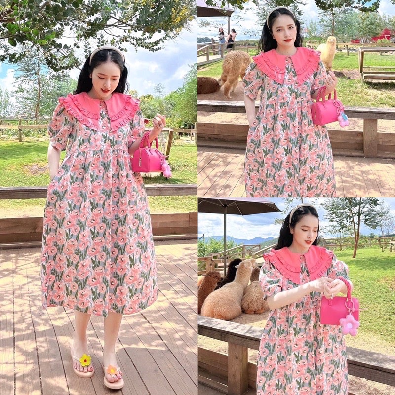 [ 𝐅𝐑𝐄𝐄 𝐒𝐇𝐈𝐏 ] ❤❤️váy hoa xinh suất sắc phom to dài chuẩn mẫu bầu bì bom chen thoải mái màu xinh quá chị em oi Em