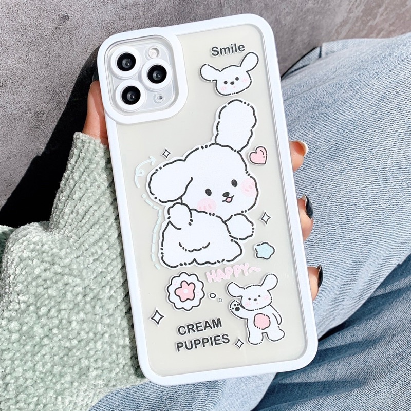 Ốp Lưng Silicon Chống Sốc Viền Nổi CREAM PUPPIES