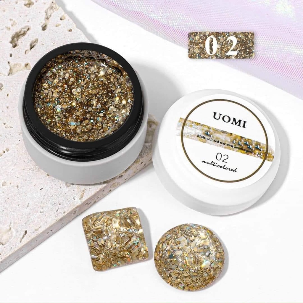 Gel vẽ nhủ pháo hoa Uomi vàng, bạc - nhủ siêu hot sang chảnh - Sushi nail mi