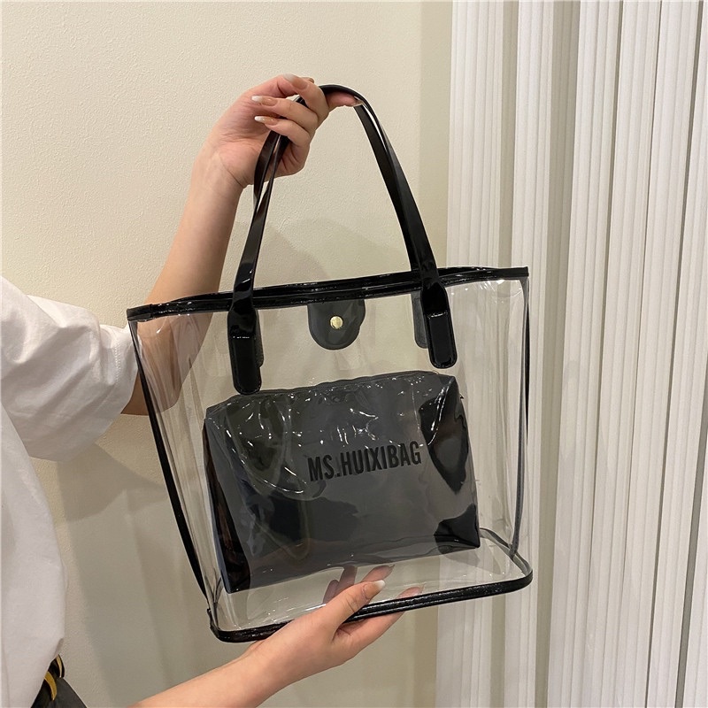 Sét 2 túi trong suốt thời trang ( 4 màu )