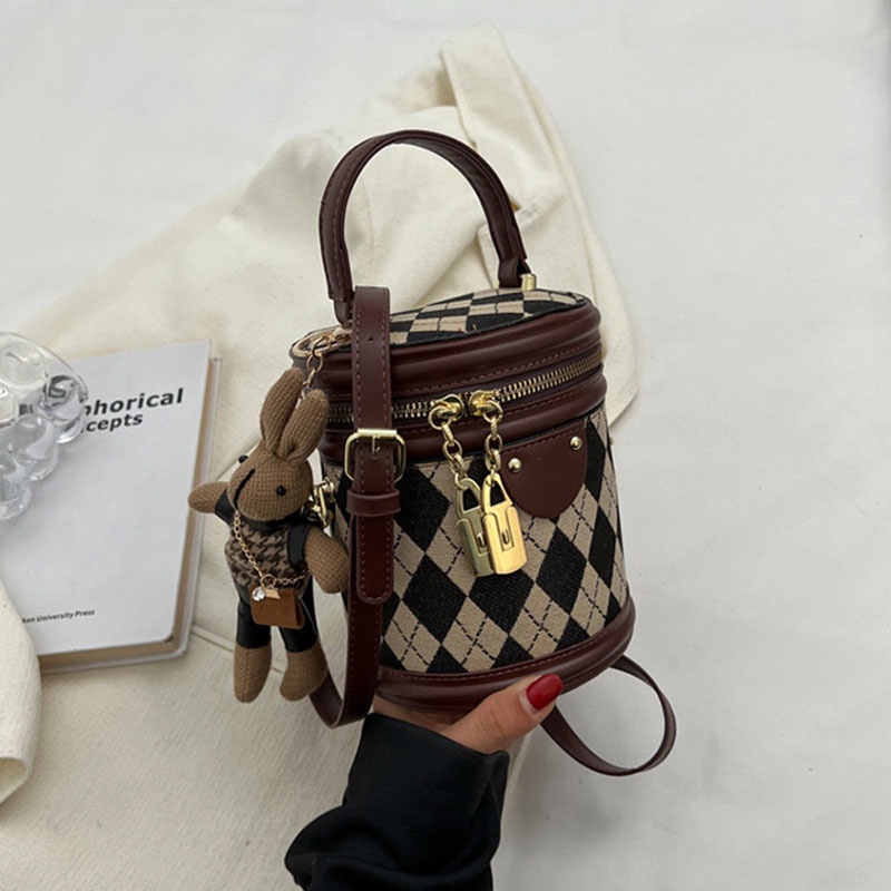 Mischa Túi Xách Da PU Đeo Vai Hình Thoi Màu Trắng Phong Cách retro Hợp Thời Trang