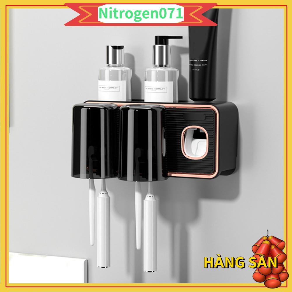 Bộ Nhả Kem Đánh Răng - Kệ bàn chải đánh răng với hộp đựng kem tự động - Nitrogen071