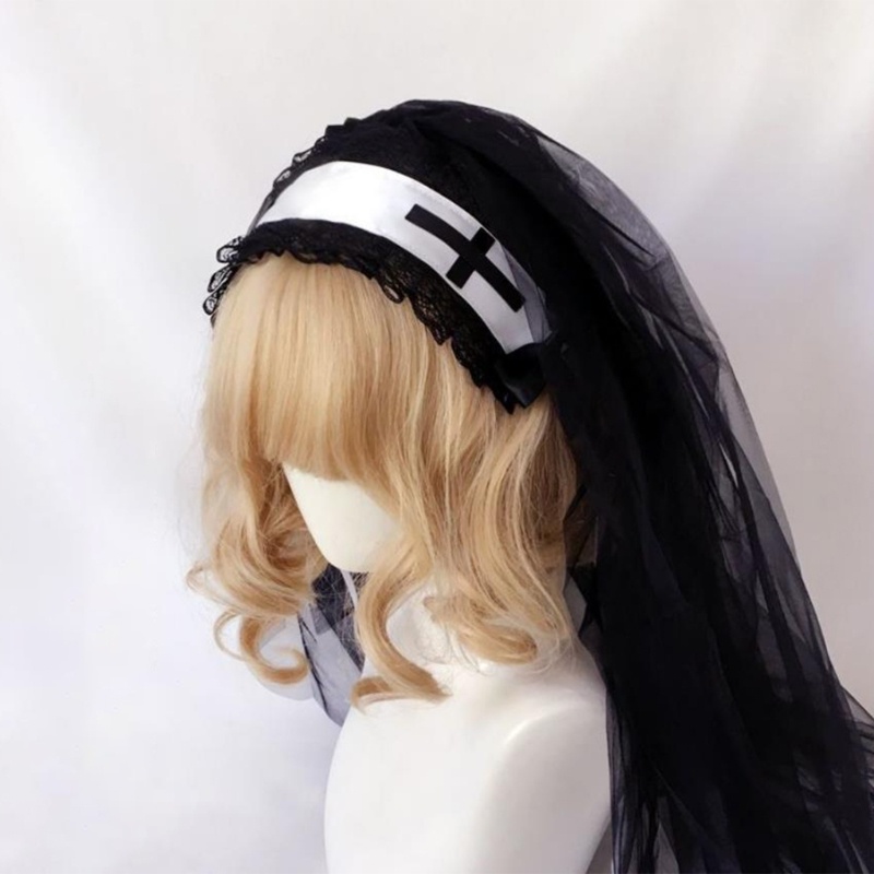 Mạng Che Mặt Màu Đen Phối Ren Kèm Lược Cài Tóc Phong Cách Lolit Halloween