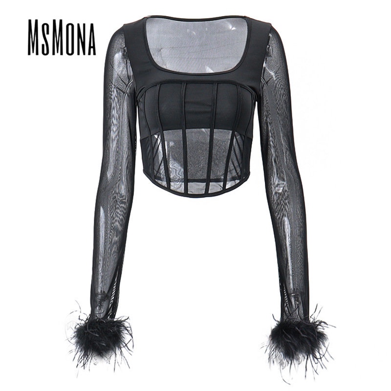 Áo Thun Tay Dài Cổ Chữ U Màu Trơn Dáng Ôm Thời Trang 2023 Dành Cho Bạn Nữ