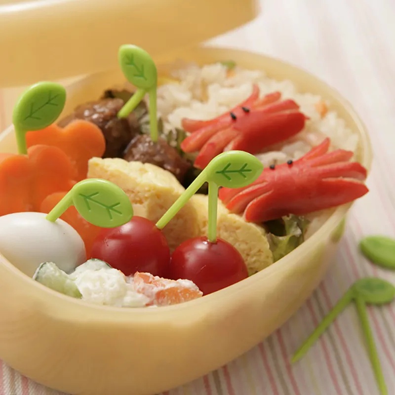 Set 8 / 12 Nĩa Ăn Trái Cây Tráng Miệng Hình Chiếc Lá / Ong / Hoa Hướng Dương Hoạt Hình Dành Cho Trẻ Em