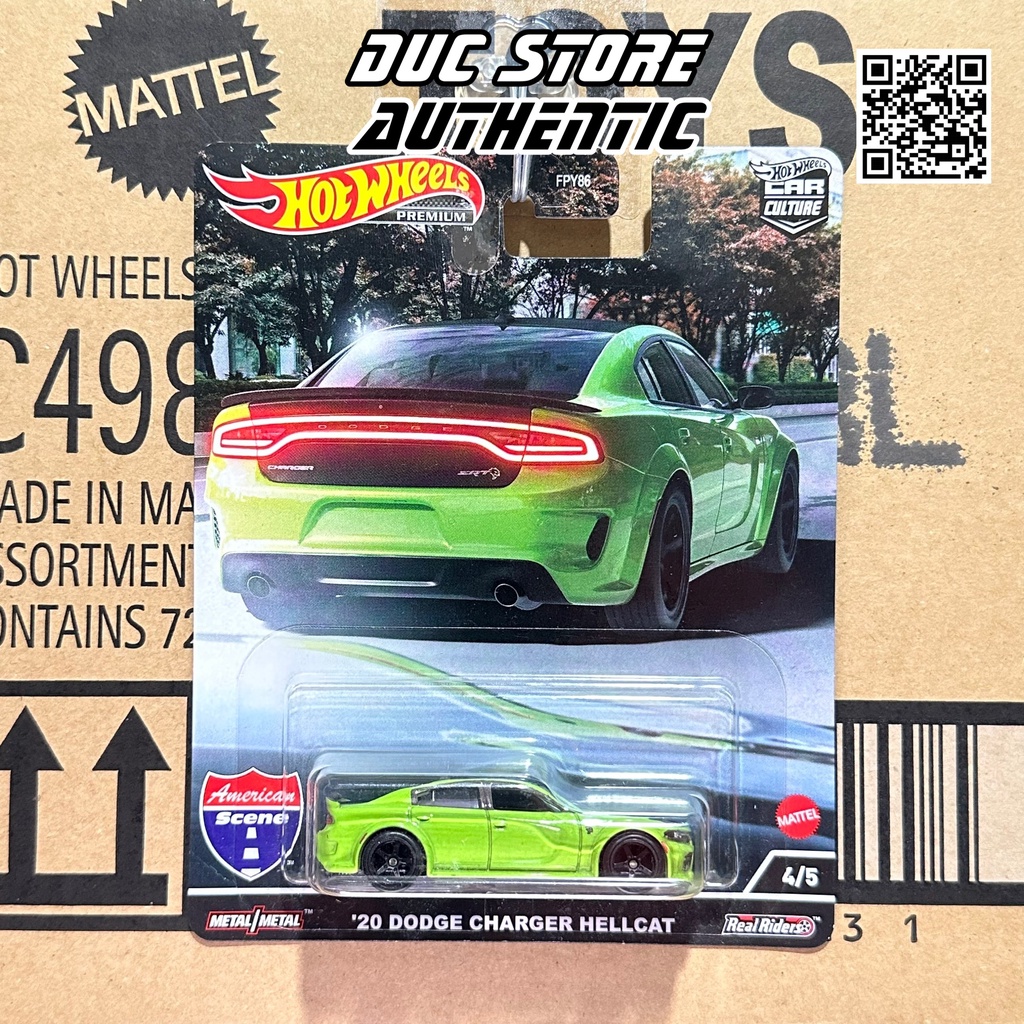 ducstore.vn Xe mô hình HCK04 Hot Wheels Premium 20 Dodge Charger Hellcat - bánh cao su
