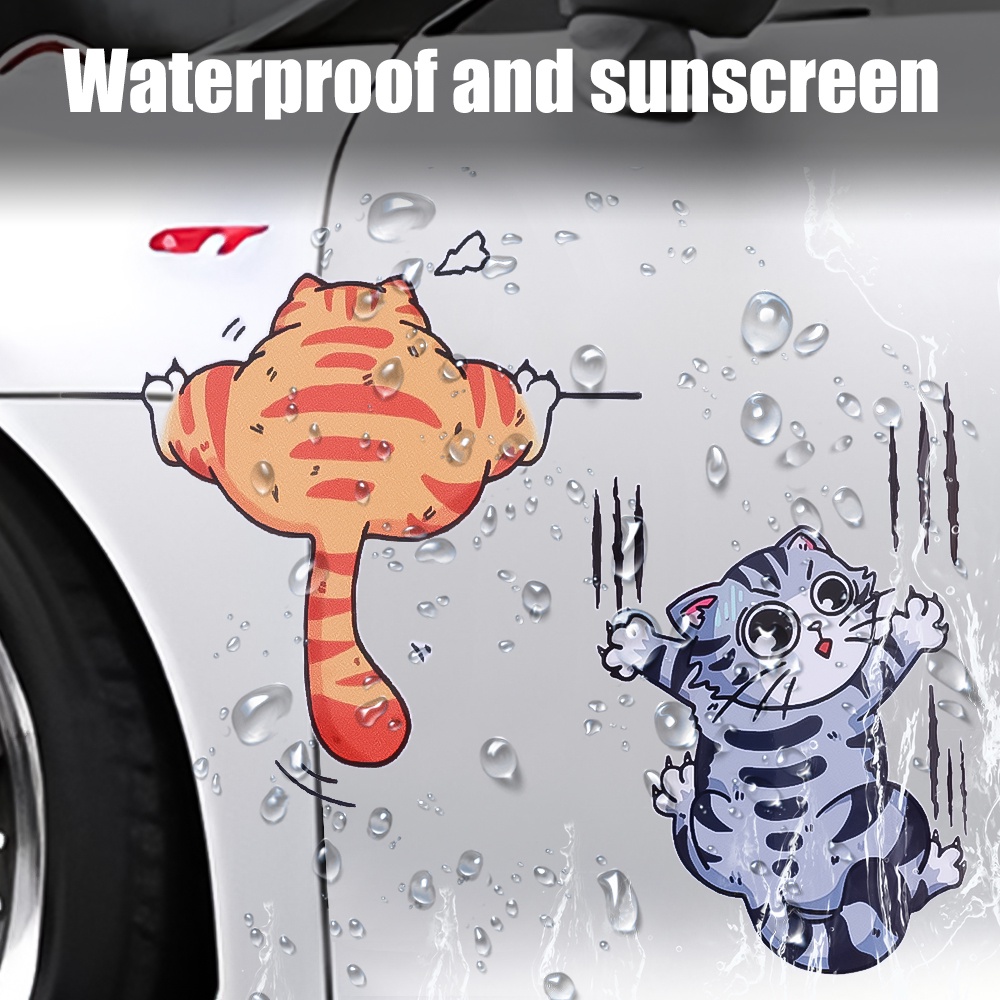 Đề Can Dán Trang Trí Xe Hơi Hình Mèo Leo Trèo Dễ Thương