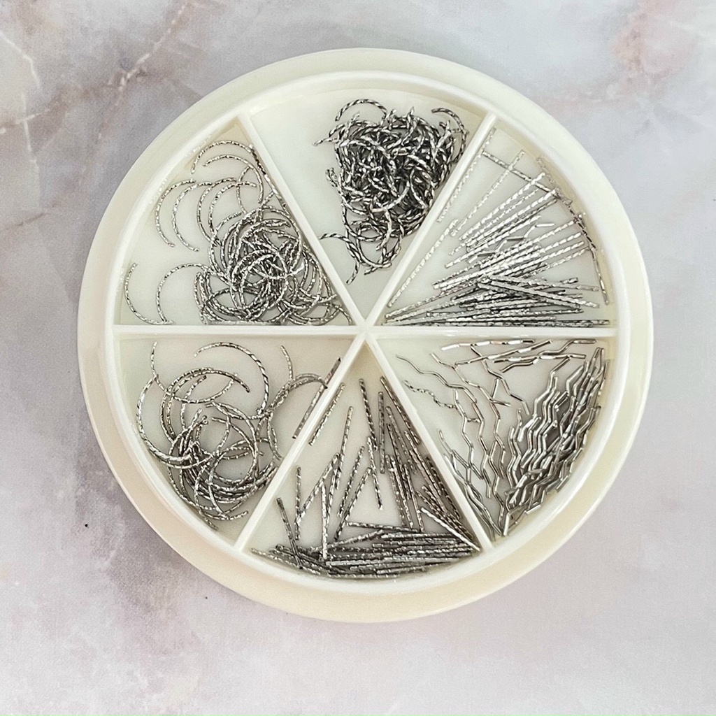 Sét charm kim loại khay tròn 6 ô