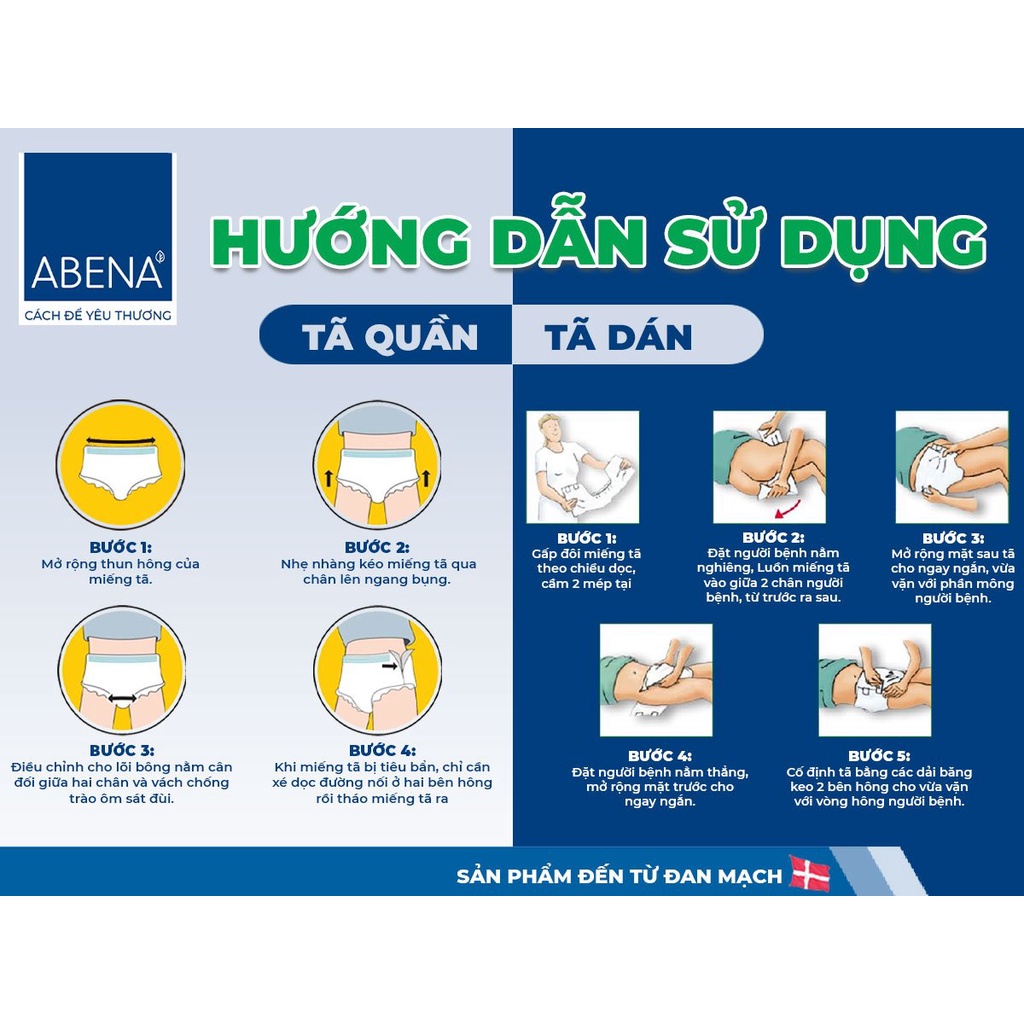 [Chính Hãng Đan Mạch] Tã Bỉm Quần Abena Phụ Nữ Người Lớn Tuổi Người Bệnh Thấm Hút Cực Tốt 2.4 Lít