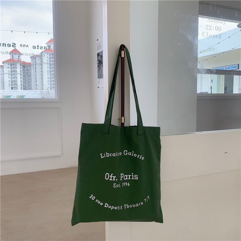 Paris Bookstore ofr Merchandise ins Túi Vải Đeo Vai Mua Sắm Thân Thiện Với Môi Trường Cho Nữ Sinh