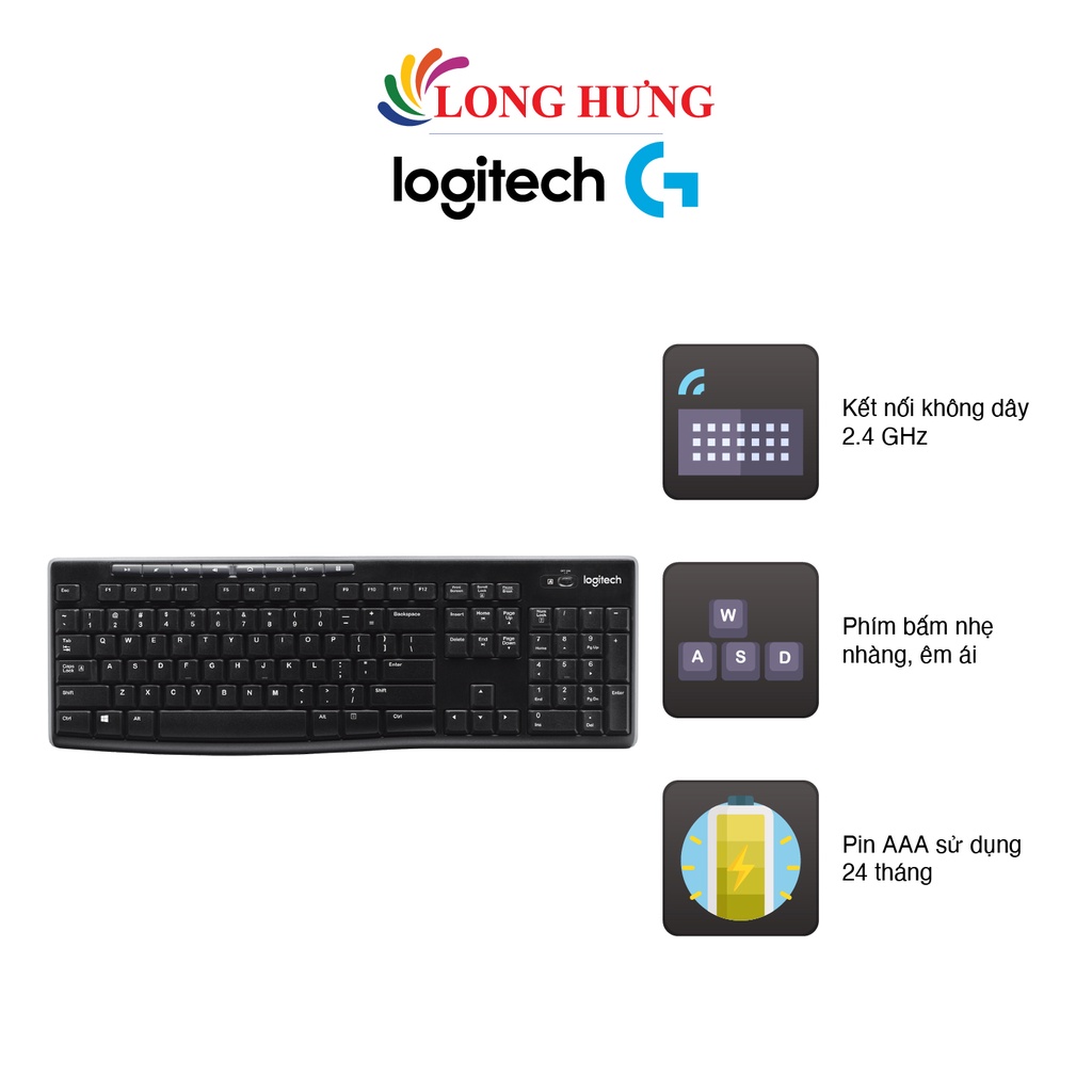 Bàn phím không dây Logitech K270 - Hàng chính hãng