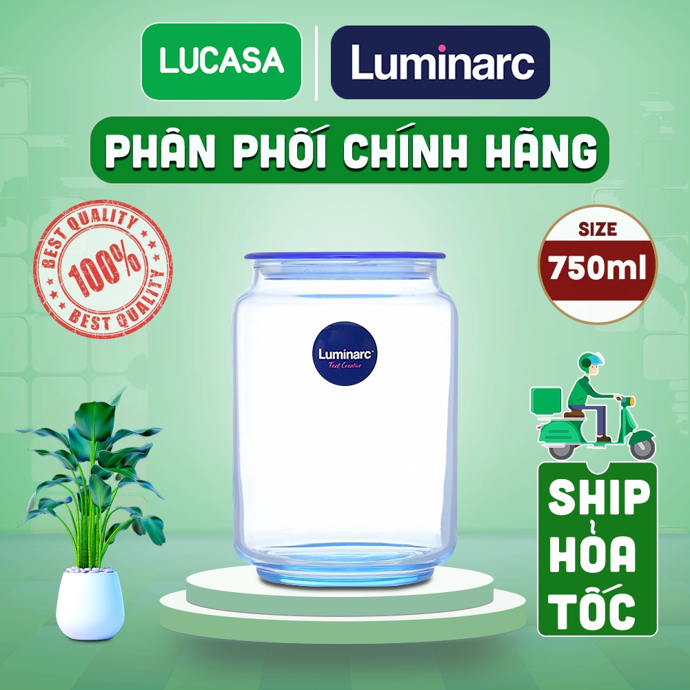 Bộ 3 Hũ Thủy Tinh Luminarc Rondo Blue 750ml - BOL1849 | Phân Phối Chính Hãng