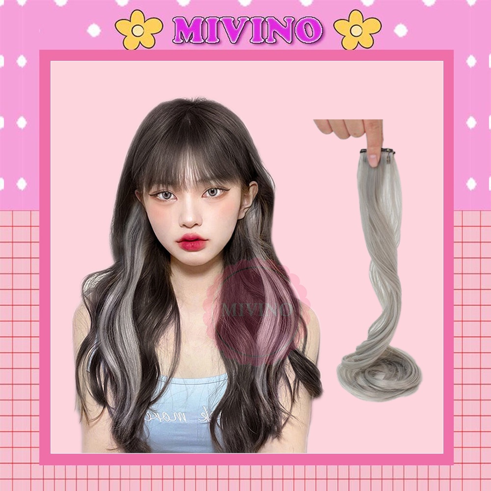 Tóc giả nữ Mivino tóc xoăn dài kẹp lọn highlight xoăn cao cấp CM12