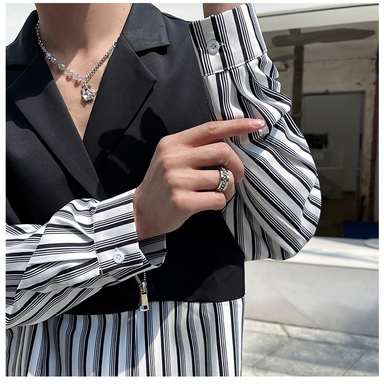 Áo Sơ Mi Tay Dài Khóa Kéo Họa Tiết Kẻ Sọc Nhiều Màu Sắc Phong Cách Hàn Quốc Thời Trang Cho Nam