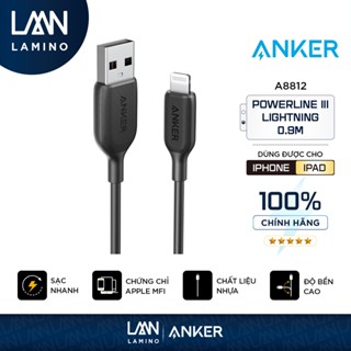 Cáp sạc thế hệ 3 ANKER PowerLine III L dài 0.9m cho iPhone iPad - A8812 - LAMINO