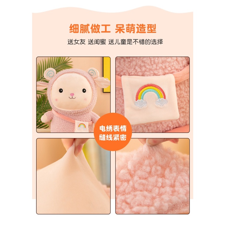 Ba Lô Lông Cừu 8 Inch Màu Cầu Vồng Mới Cho Bé Gái