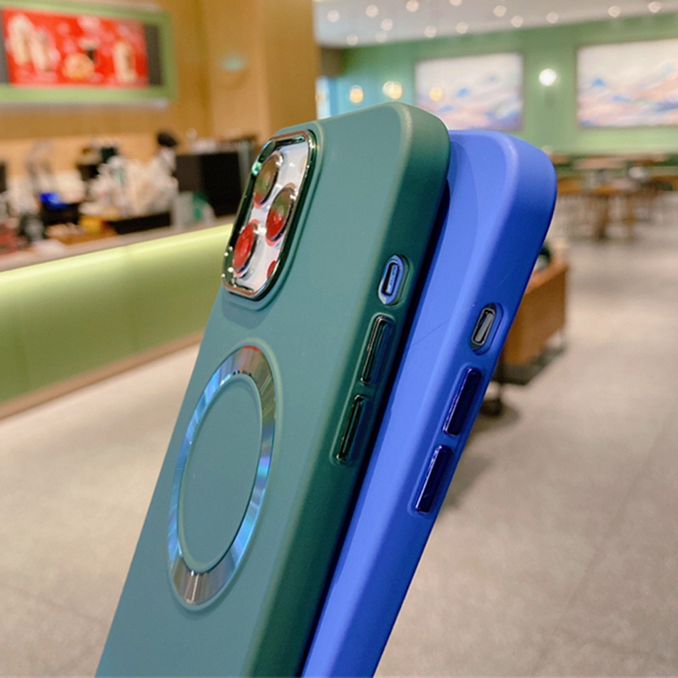 Ốp Điện Thoại Silicon Dẻo Kèm Giá Đỡ Từ Tính Sang Trọng Cho iPhone 14 Plus 13 12 11 14 Pro Max