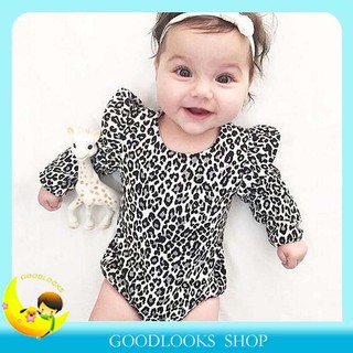 Áo liền quần chất liệu cotton họa tiết da beo cho bé gái sơ sinh