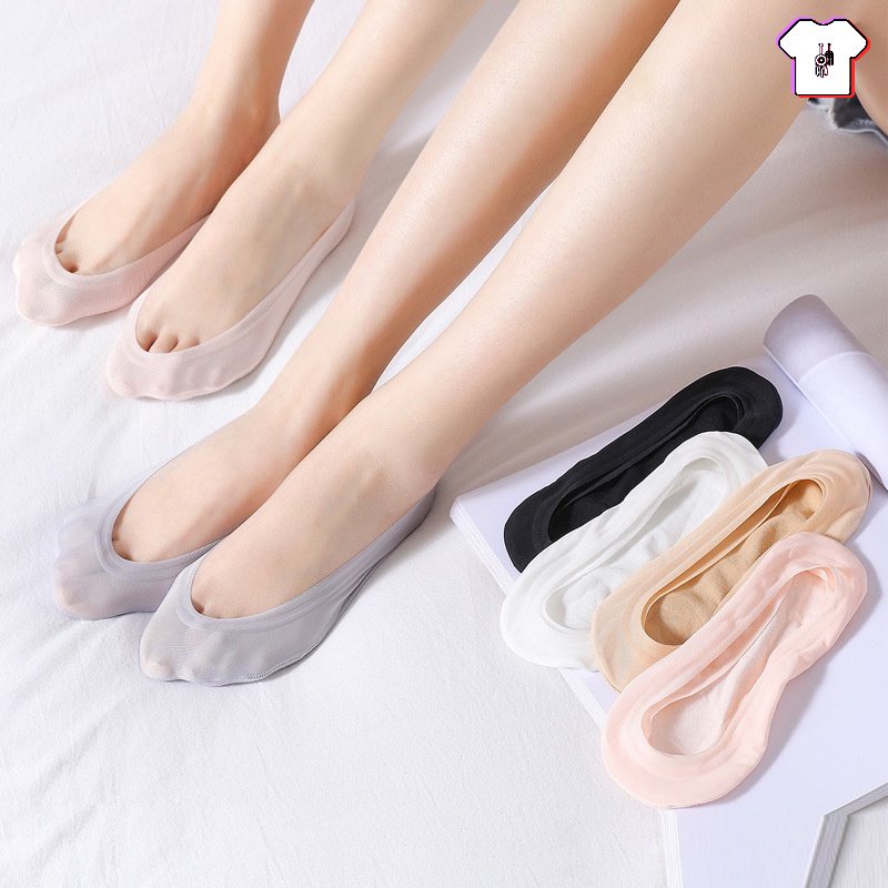 Vớ Thuyền Bằng Lụa Lạnh Chống Trượt Thoáng Khí Đơn Giản Cho Nữ