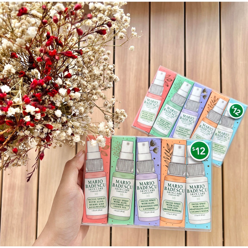 Set 5 Chai Xịt Khoáng Mario Badescu Skincare Spray Hydrating Mist Set