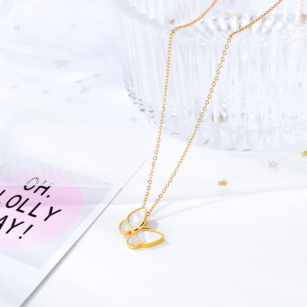 Vòng cổ Bằng Thép Không Gỉ Mặt Hình Bướm Đơn Giản Thời Trang Cho Nữ