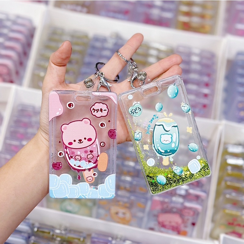 Móc Khoá Bảng Tên Kim Tuyến Nước Chảy Siêu Cute