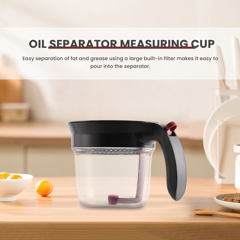 Cốc Đong Tách Dầu 1000ML Kèm Bộ Lọc Thả Đáy Chuyên Dụng Cho Nước Sốt Gravy Và Các Dung Dịch Khác