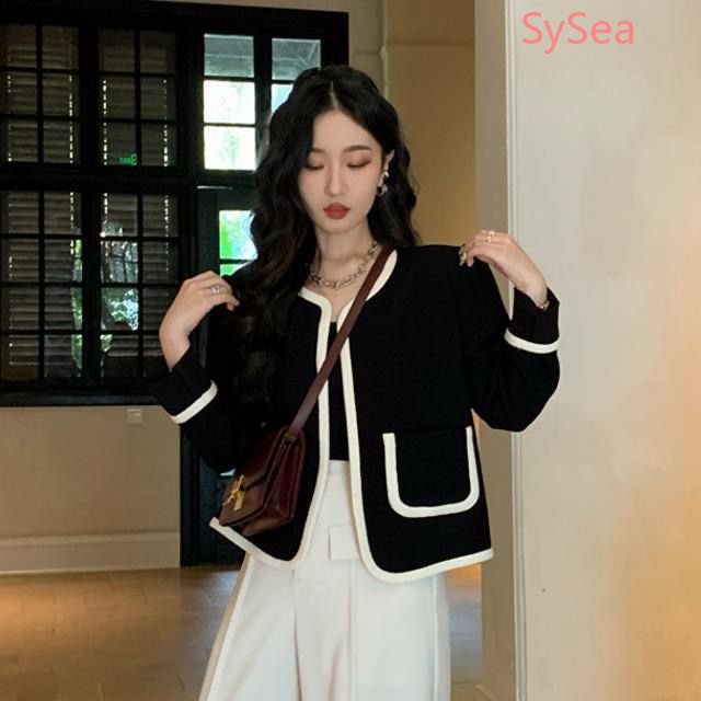 Áo Khoác Màu Đen Thiết Kế Tối Giản Thời Trang Theo Phong Cách Pháp Cho Nữ