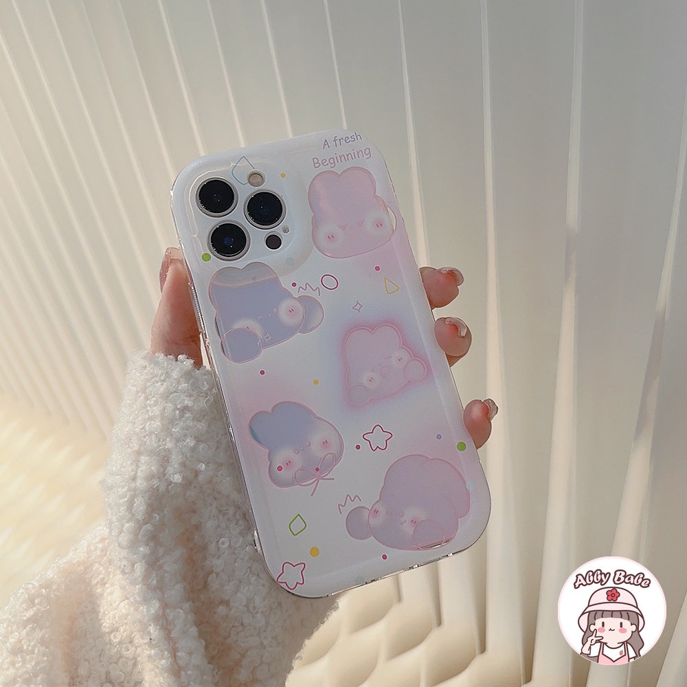 Ốp Điện Thoại TPU Dẻo Màu Laser Họa Tiết Chú Thỏ Hồng Dễ Thương Chống Bụi Bẩn Cho IPhone 14 Pro Max 13 12 11 Pro Max