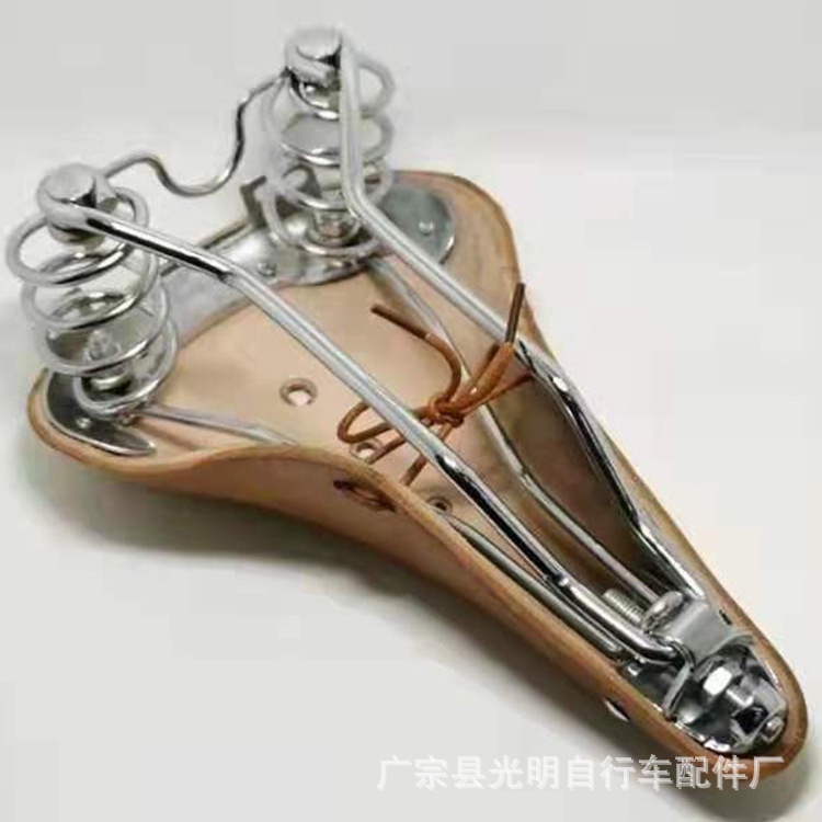 Yên Xe Đạp Lò Xo Kiểu Retro Bằng Da Bò Chất Lượng Cao