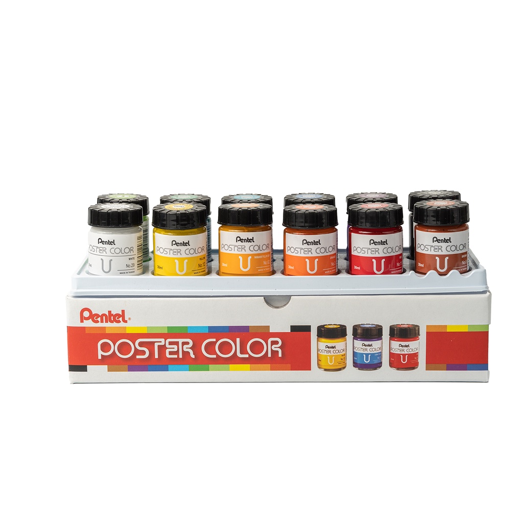 Bộ màu vẽ Poster Pentel bộ 12 màu hũ 30ml - COLORMATE