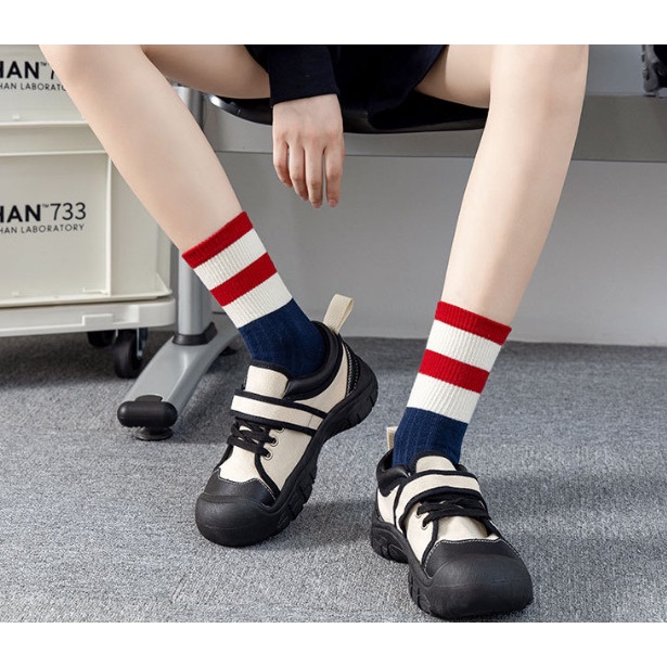 Vớ Tất cổ cao Nam Nữ kẻ ngang đủ màu phong cách trẻ trung, năng động.
