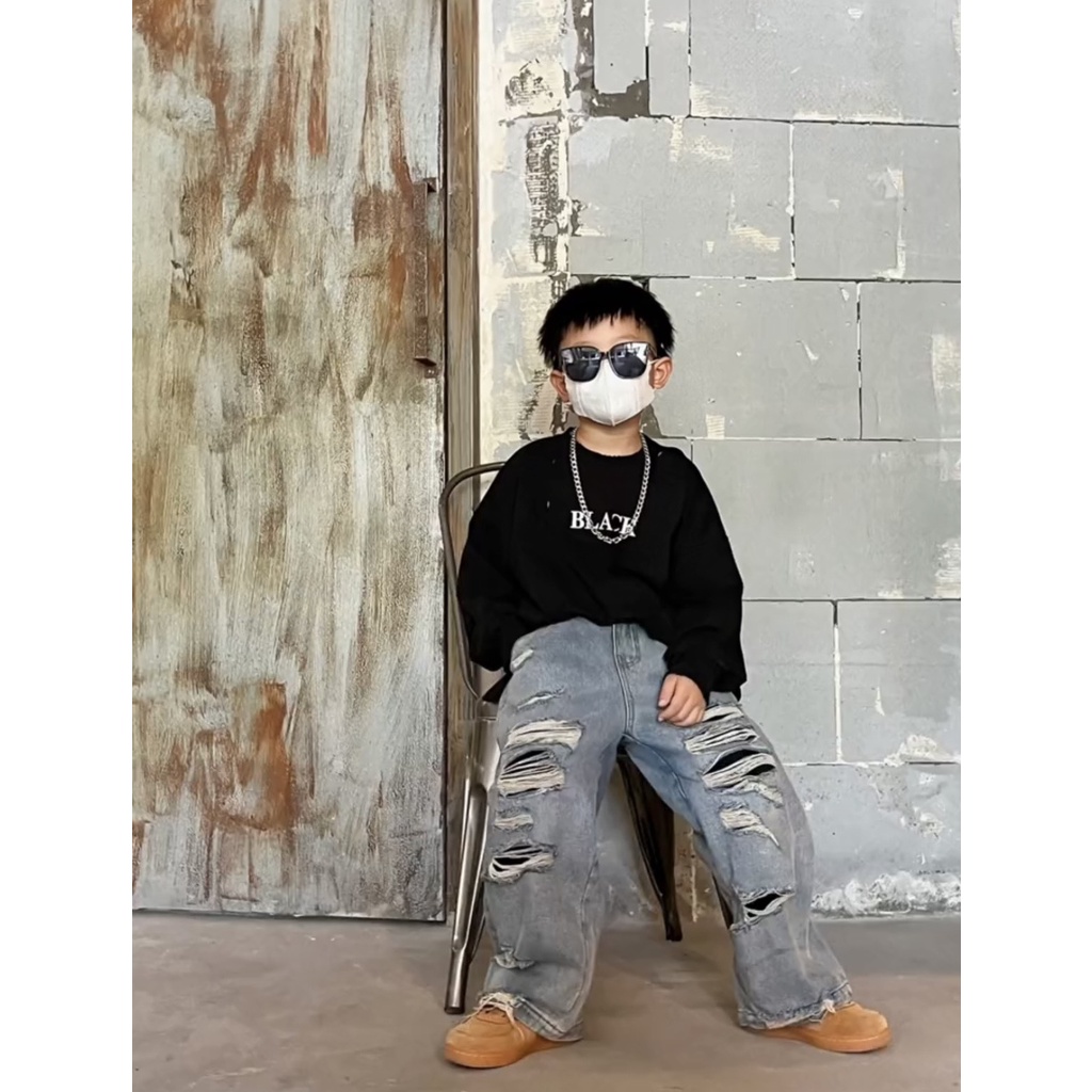 QJR2301 - Quần Jean Trẻ Em Quần Jean Bé Trai Quần Jean Rách Phong Cách