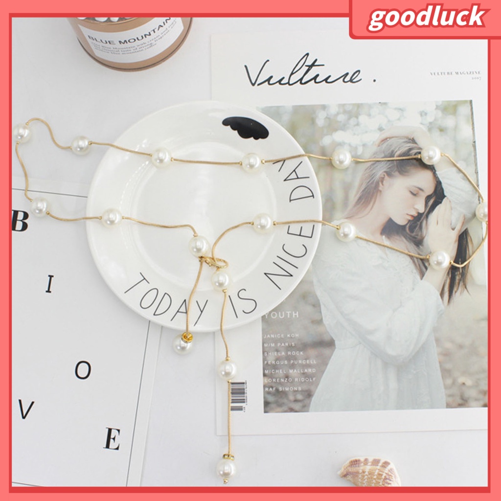 |Đồ Chơi GODK GODK Độc Đáo| Thắt Lưng Dây Xích Dài Mỏng Đính Ngọc Trai Acrylic Thanh Lịch Có Thể Điều Chỉnh Cho Nữ