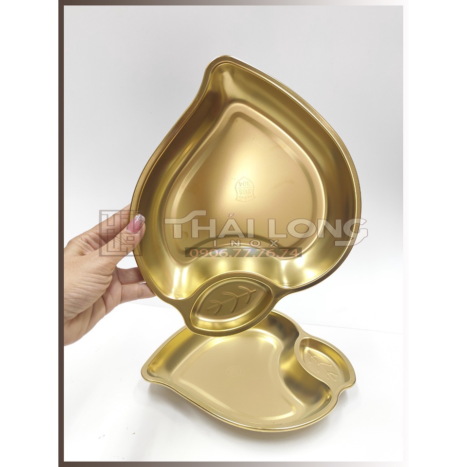 [Chính hãng] Khay Inox Hình Quả Đào Mạ Vàng