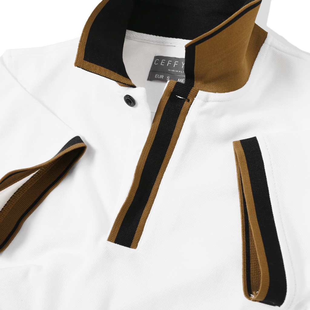 Áo Polo Nam Cộc Tay Phối Nẹp Nam Polido Màu Trắng Mềm Mịn Thoáng Mát Co Giãn 4 Chiều Thời Trang Nam Hiện Đại Lịch Lãm