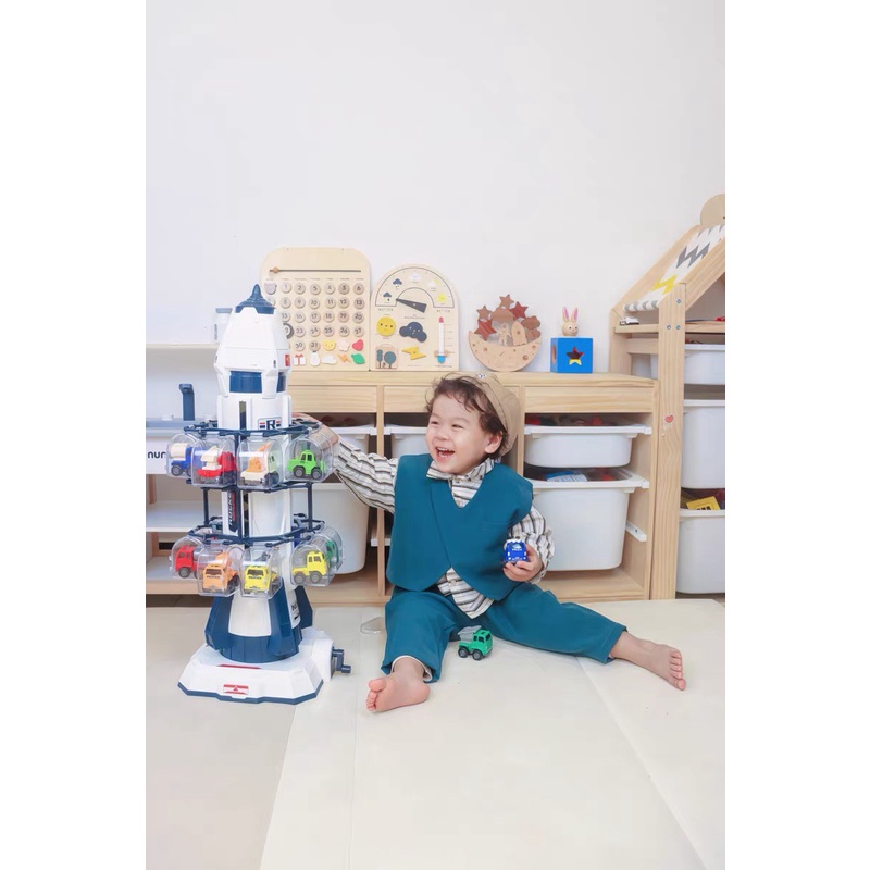 Đồ chơi trạm tên lửa vũ trụ kèm ô tô siêu xịn cho bé, đồ chơip tên lửa gài ô tô, ô tô công trình mẫu tàu vũ trụ
