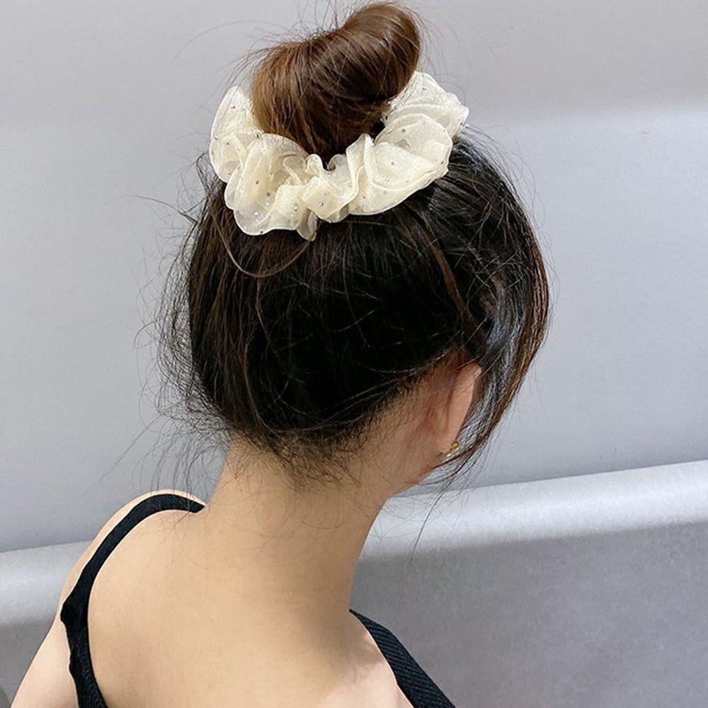 Dây Buộc Tóc Vải Lưới Trong Suốt Họa Tiết Chấm Bi Thanh Lịch Cho Bạn Gái|Dây Buộc Tóc Xinh Xắn Dành Cho Nữ|Dây Buộc Tóc Cao Su Co Giãn Thời Trang