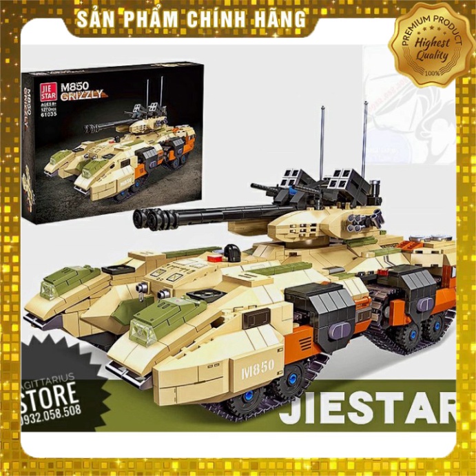Logo Jiestar 61035 Lắp Ráp Xe Tank M850 Grizzly ( 1270 Mảnh ) [ Hàng Có Sẵn ]