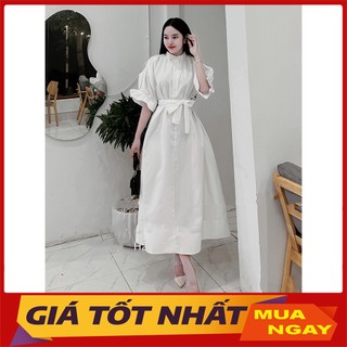 Váy Nữ Xòe Dáng Dài Chất Thô Cổ Tàu Thắt Eo Hàng Quảng Châu V3067 - Yamy888