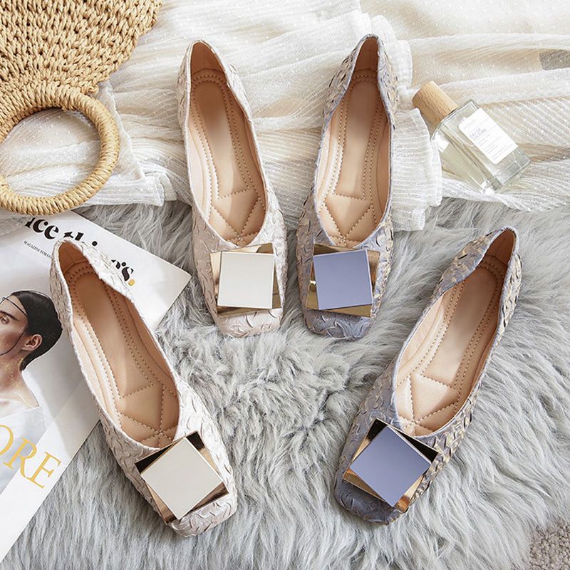 Giày Búp Bê Đế Mềm Mũi Vuông Thời Trang Mùa Hè Cho Nữ