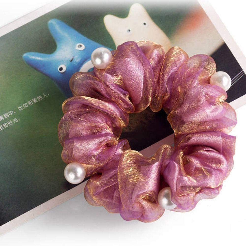 Dây Buộc Tóc Cao Su Co Giãn Phối Lưới Phong Cách Vintage Thanh Lịch Cho Nữ