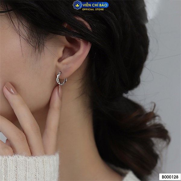Bông tai tròn chéo chất liệu bạc Thái 925 thời trang phụ kiện trang sức nữ Viễn Chí Bảo B000128