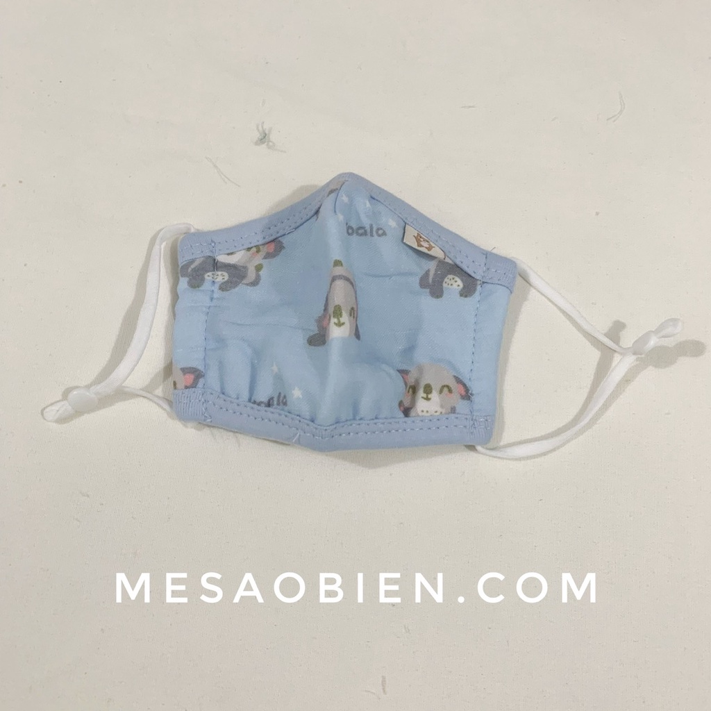 Khẩu trang vải cotton 3 lớp dây rút điều chỉnh cho bé