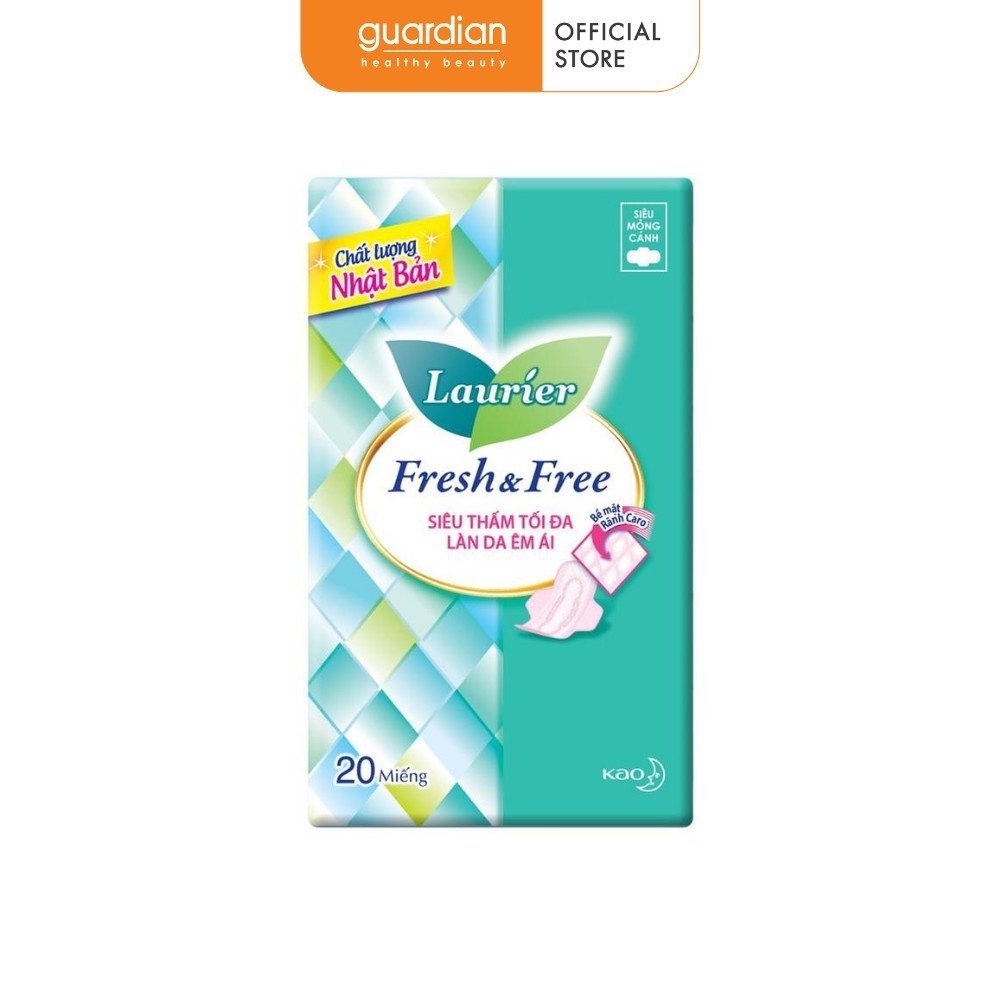 Băng vệ sinh Laurier Fresh&Free Siêu Mỏng Cánh 22cm (20 miếng)