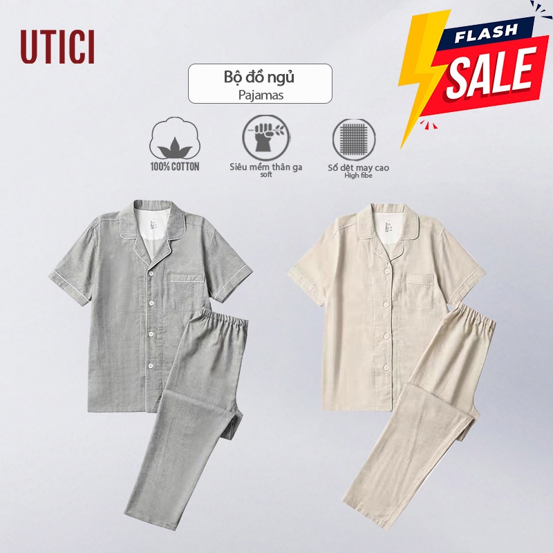UTICI Đồ ngủ mùa xuân hè phòng cách nhật bản vài chiếc quần ngắn tay màu đặc biệt cho nam, nữ [Hàng tại VN]
