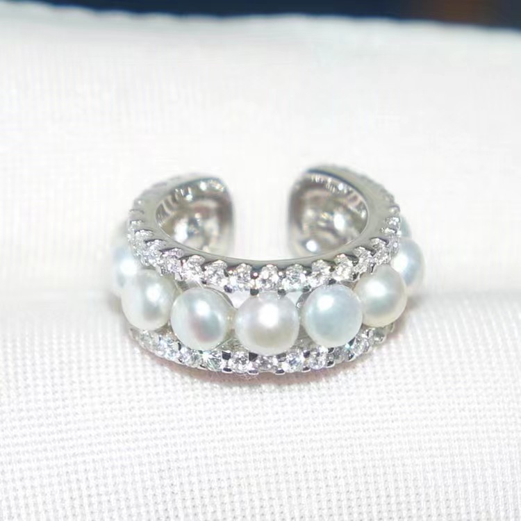 A / pm MONACO Khuyên Kẹp Vành Tai mini Đính Ngọc Trai AE12263XPL Mới Cho Nữ