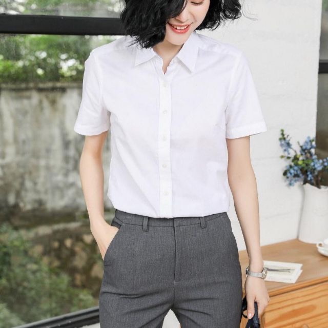 Áo sơ mi nữ cộc tay trơn basic mã aosomiuni05
