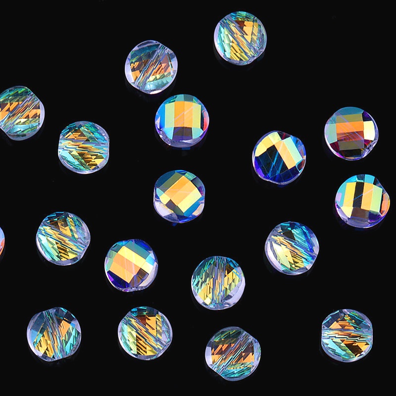 Set 100 Hạt Pha Lê Tròn Dẹt Sáng Bóng 6mm Làm Trang Sức Thời Trang